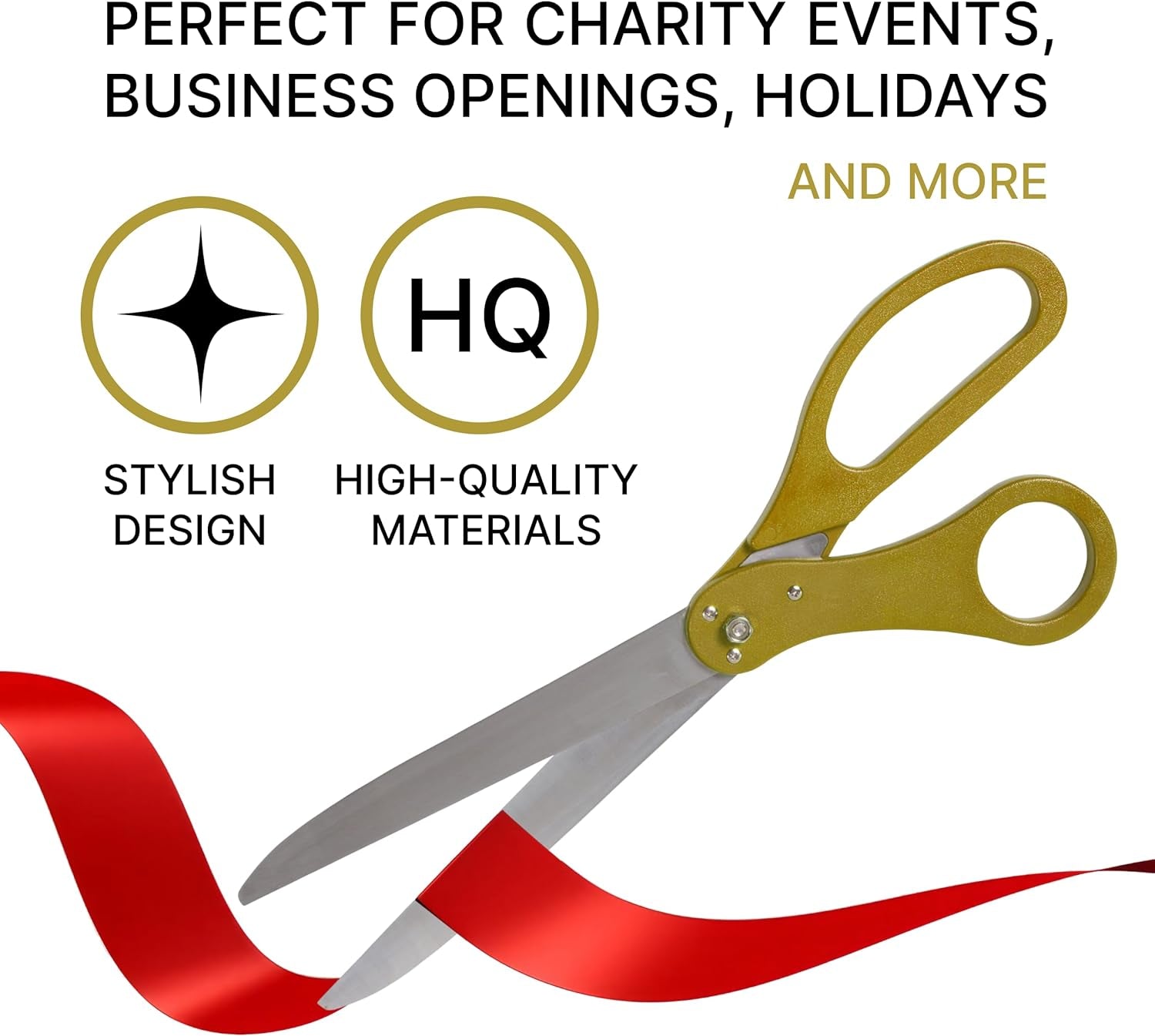 25" Gold Scissors for Grand Opening – Large Heavy Duty Scissors 25 Inch Giant Scissors for Ribbon Cutting Ceremony Gold Giants Ribbon Cutting Scissors for Special Events Inaugurations and Ceremonies