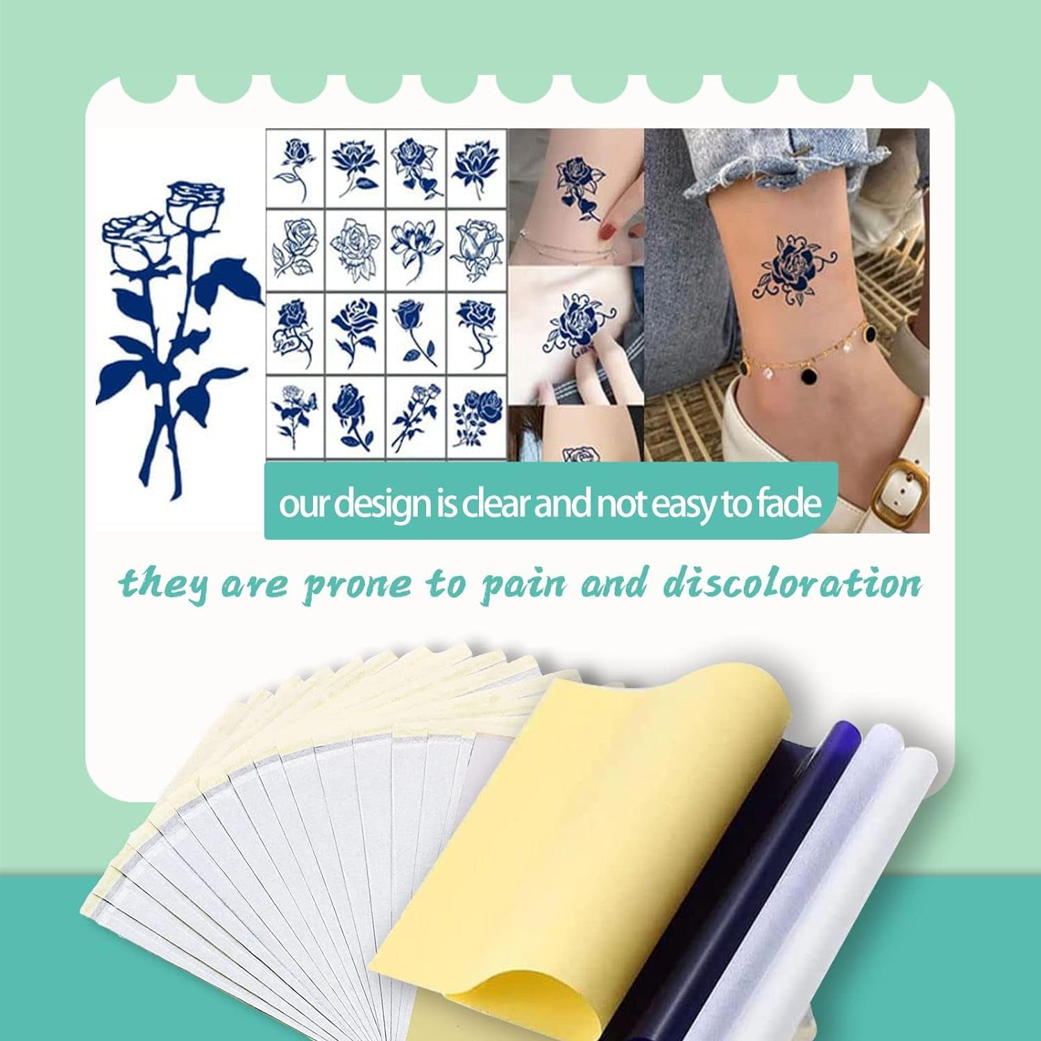 120PCS Tattoo Transfer Paper, Tattoo Template Transfer Paper, Thermal Template Paper, Tracing Paper, Tattoo Transfer Paper, Which Can Be Used for Thermal Photocopiers or Freehand, Hand-Painted, Etc