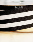 Black and White Taffy Striped Fabric Grosgrain Ribbon 1-1/2 Inch Wide 25 Yards Black Striped Ribbon for Bouquet Favor Christmas Thanksgiving Gifts Wraps Craft Trim Embellishments Supplies Decoration