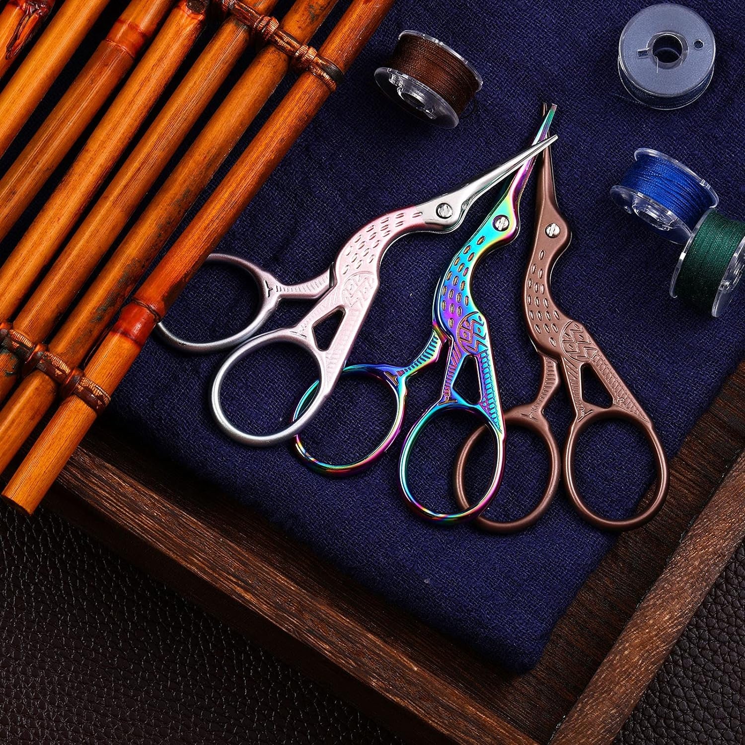 10 Pcs Stork Scissors Embroidery Scissors Bulk 3.6 Inch Stainless Steel Small Craft Scissors Rainbow Cross Stitch Sewing Crochet Scissors DIY Tools Dressmaker Scissors (Bright Color)