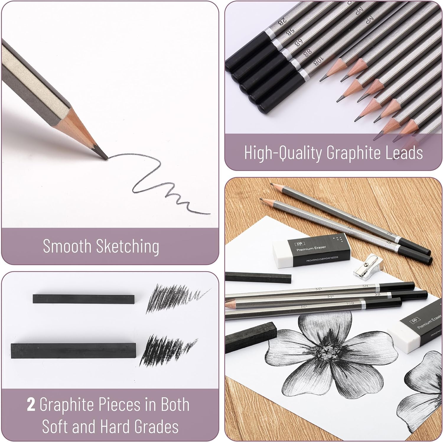 - Sketch Pencils for Drawing, 19 Pcs, Drawing Pencils for Sketching with Graphite Sticks, Erasers and Sharpener, Sketching Pencils, Art Pencils for Sketching, Graphite Pencils, Artist Pencils