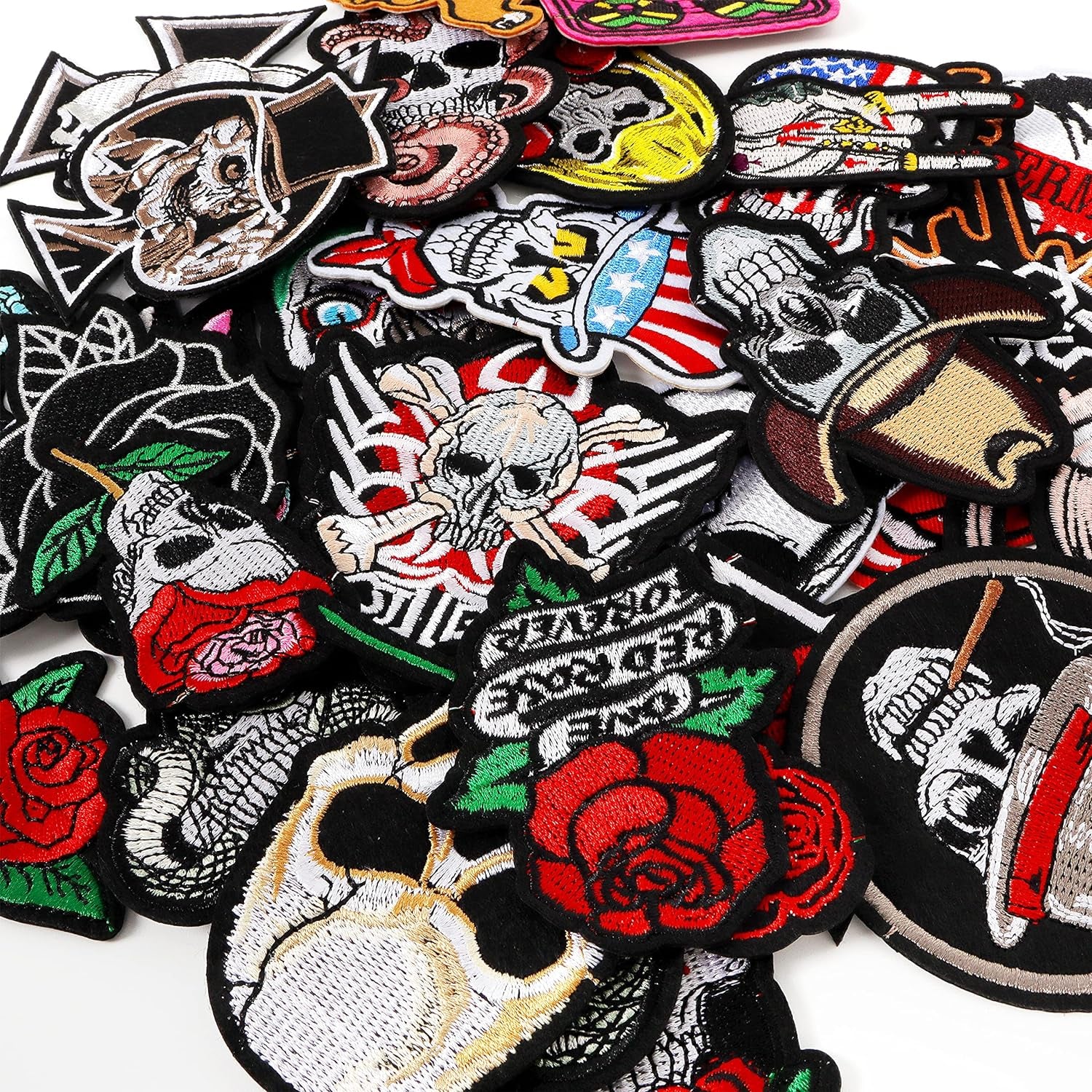 Embroidered Patches Iron-On Appliques: 30Pcs Assorted Cool Punk Embroidery Sew-On Patch for Jackets Clothing