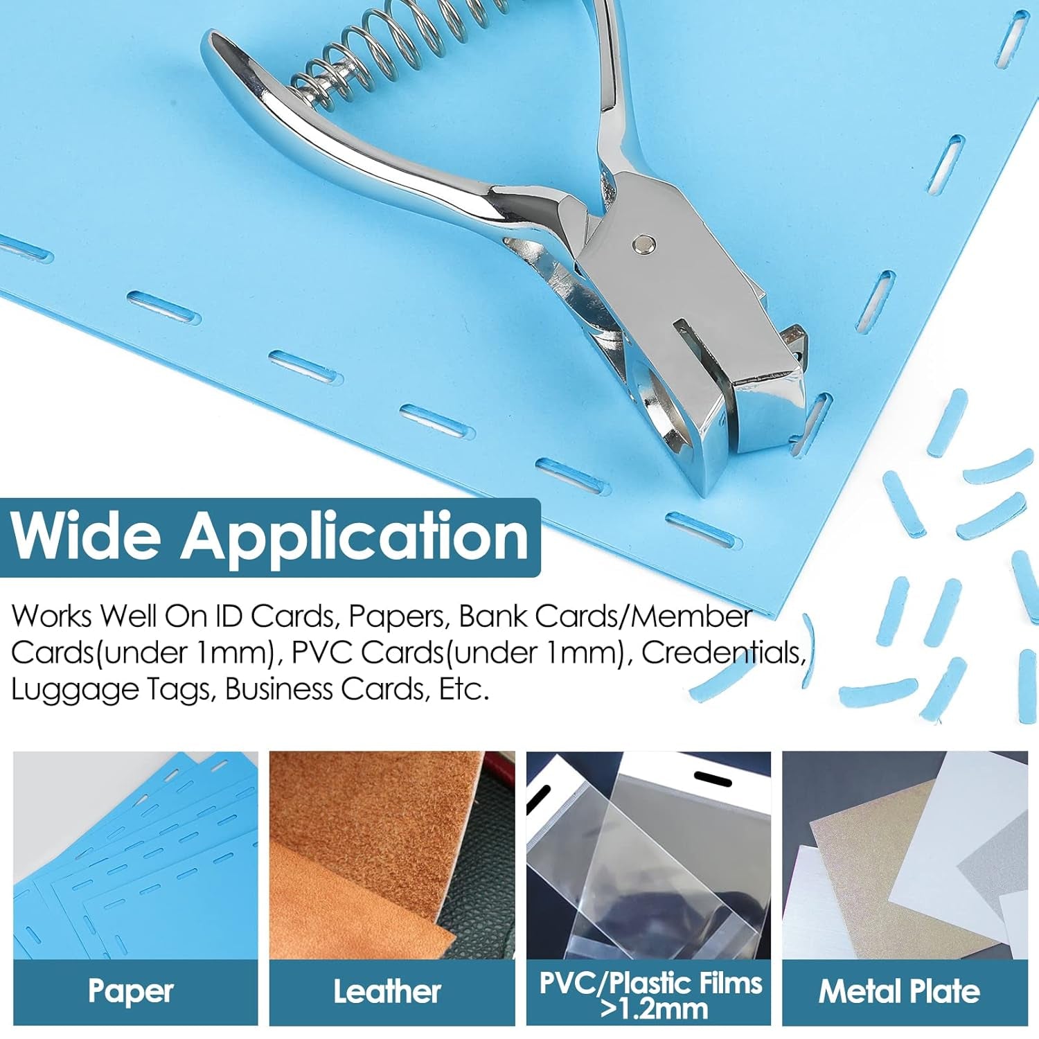 Hole Punch Slot Punch Badge Hole Punch for ID Cards,Hand Held,No Burrs Holes,One Slot Hole Puncher for ID Badges Hole Punch for Badge,Metal Hole Punch for ID Cards,Badge Holes,15Mm X 3Mm Hole