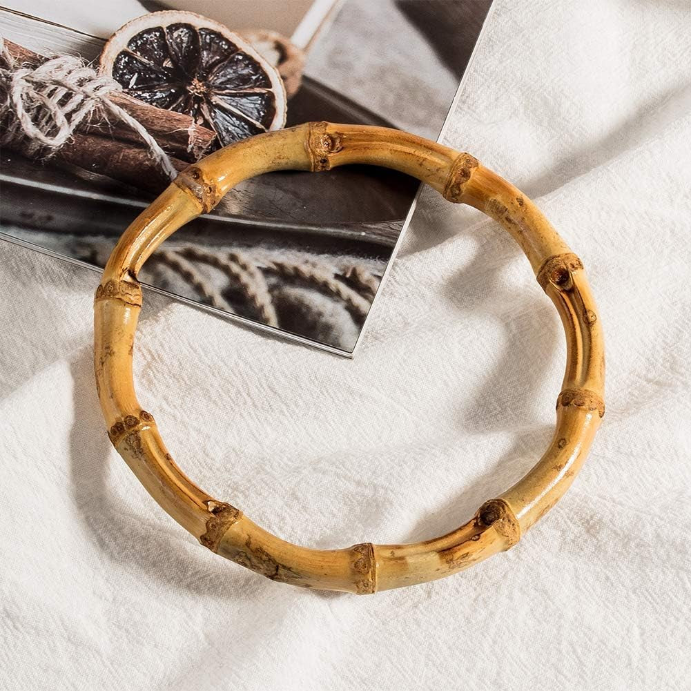 4Pcs round Wood Bag Handle Imitation Bamboo Bag Handles Replacement for Handcrafted Handbag