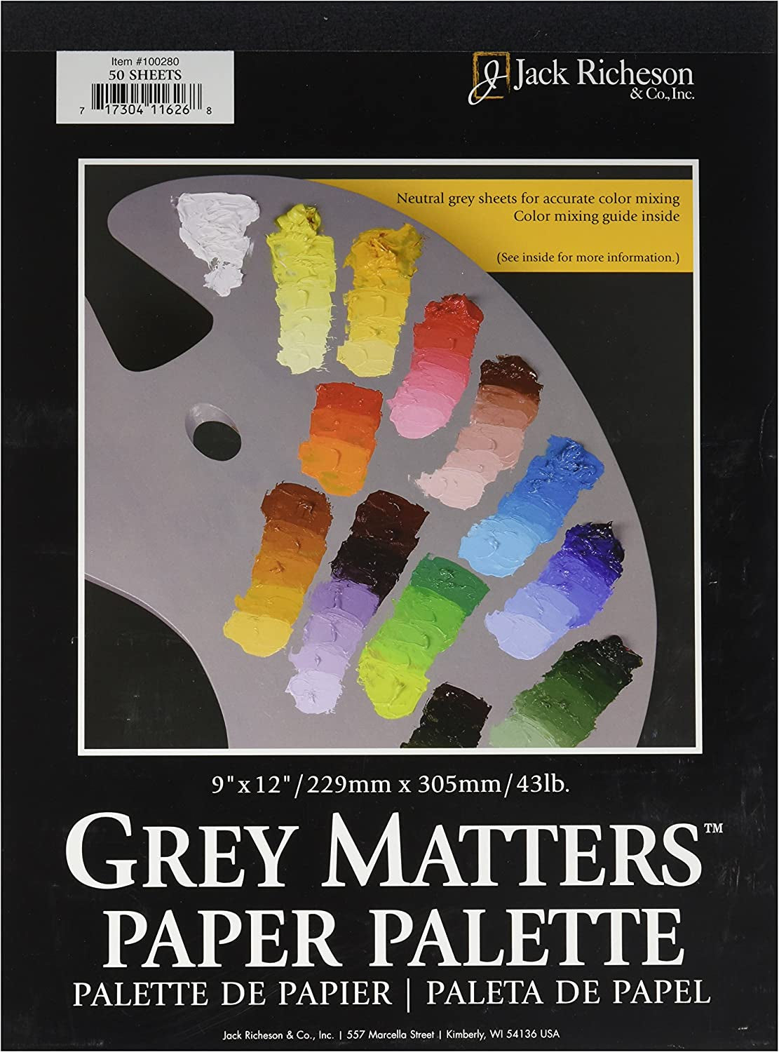 Grey Matters Paper Palette (50 Sheets), 9" X 12" Paper for Paint Mixing