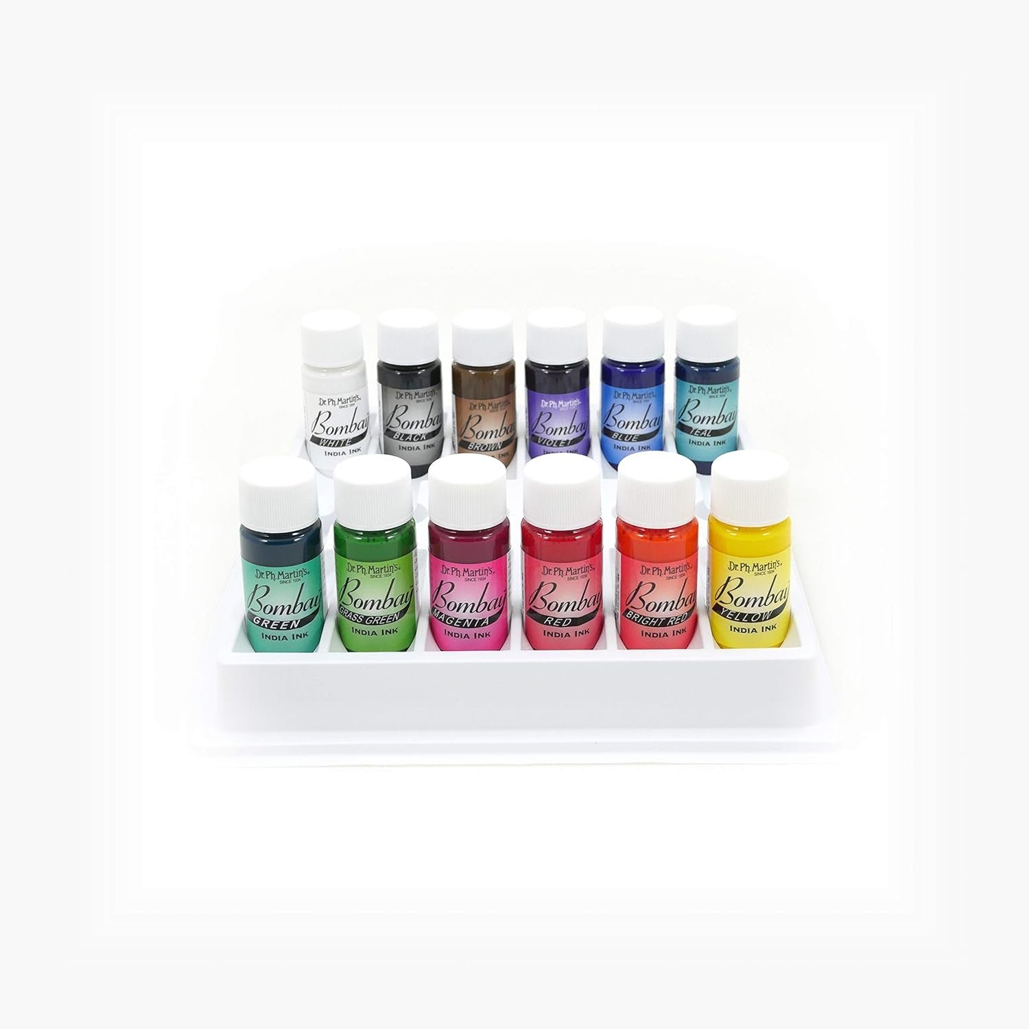 Bombay India Ink (Set 1) Ink Set, 0.5 Oz, Set 1 Colors, 1 Set of 12 Bottles
