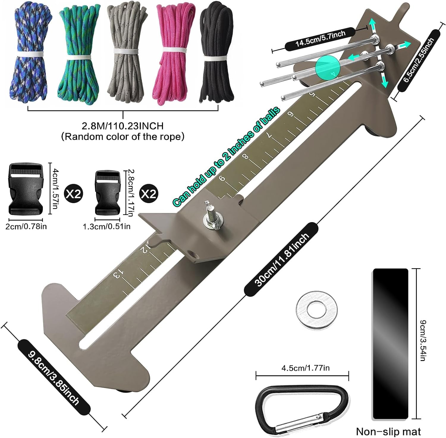 Paracord Bracelets Jig Kit Professional Paracord Jig and Tools DIY Knot Kit with Paracord Needle Set ​And Random Colors Paracords