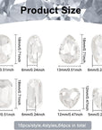 64 Pcs 4 Shapes Pointed Back Rhinestone Glass Rhinestones Gems Clear Rectangle/Teardrop/Heart/Oval Crystal Jewels Embelishments with Silver Plated Back for DIY Craft Jewelry Making