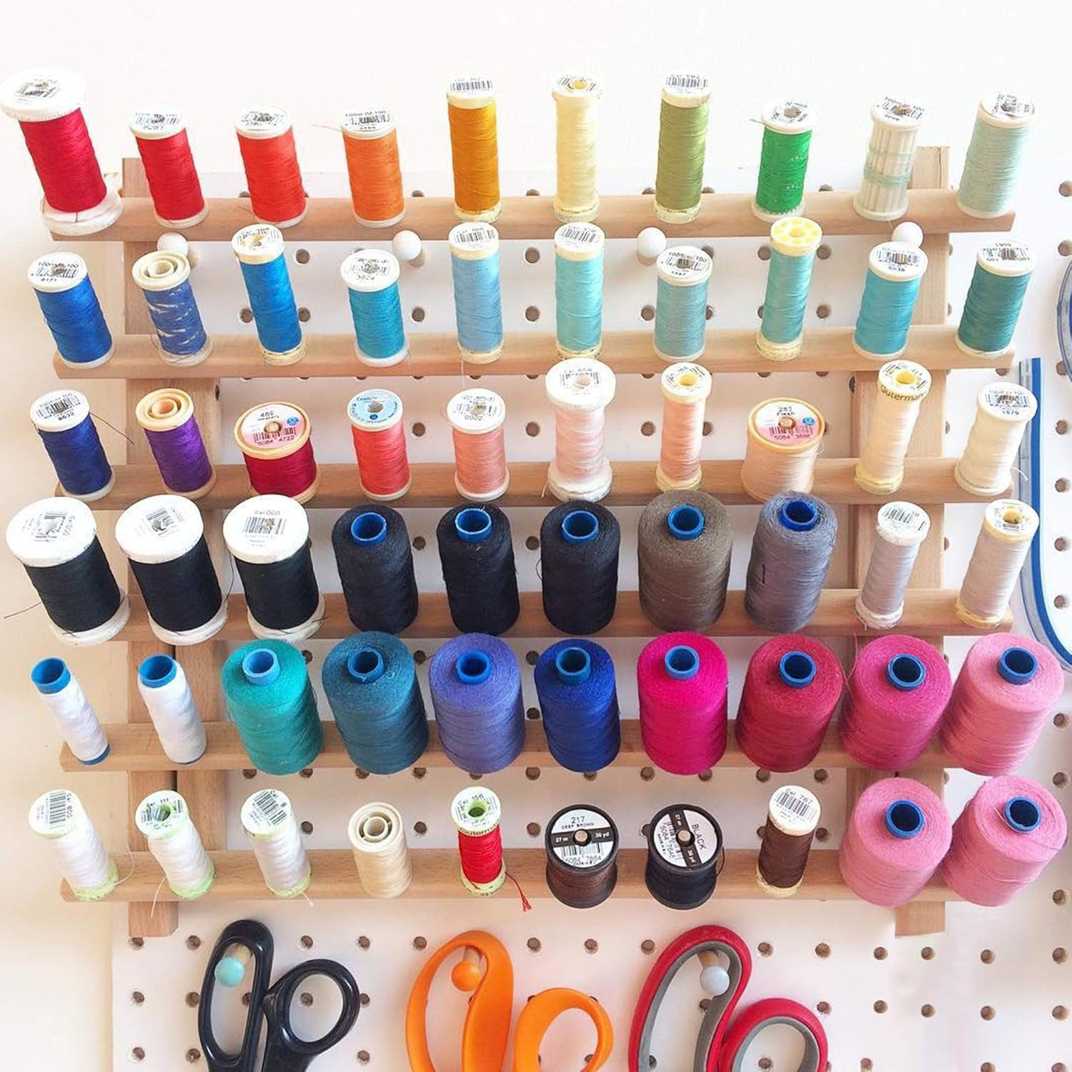 Wooden Thread Rack Sewing and Embroidery Thread Holder, 60 Spools, 2 Pack