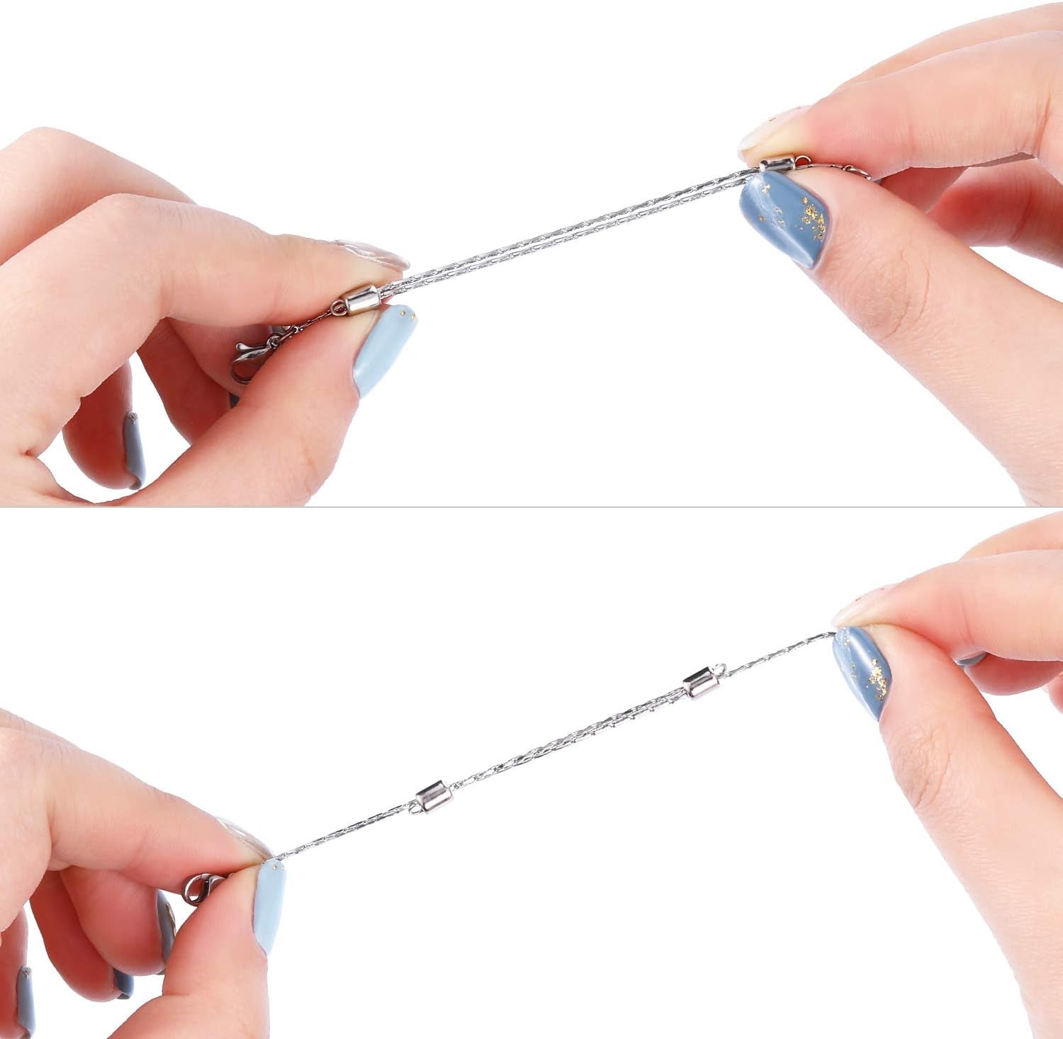 Stainless Steel Necklace Extender Chain Adjustable Silver Necklace Chain Extender with Lobster Clasp for Necklace Bracelet Jewelry Making(5 Pcs)