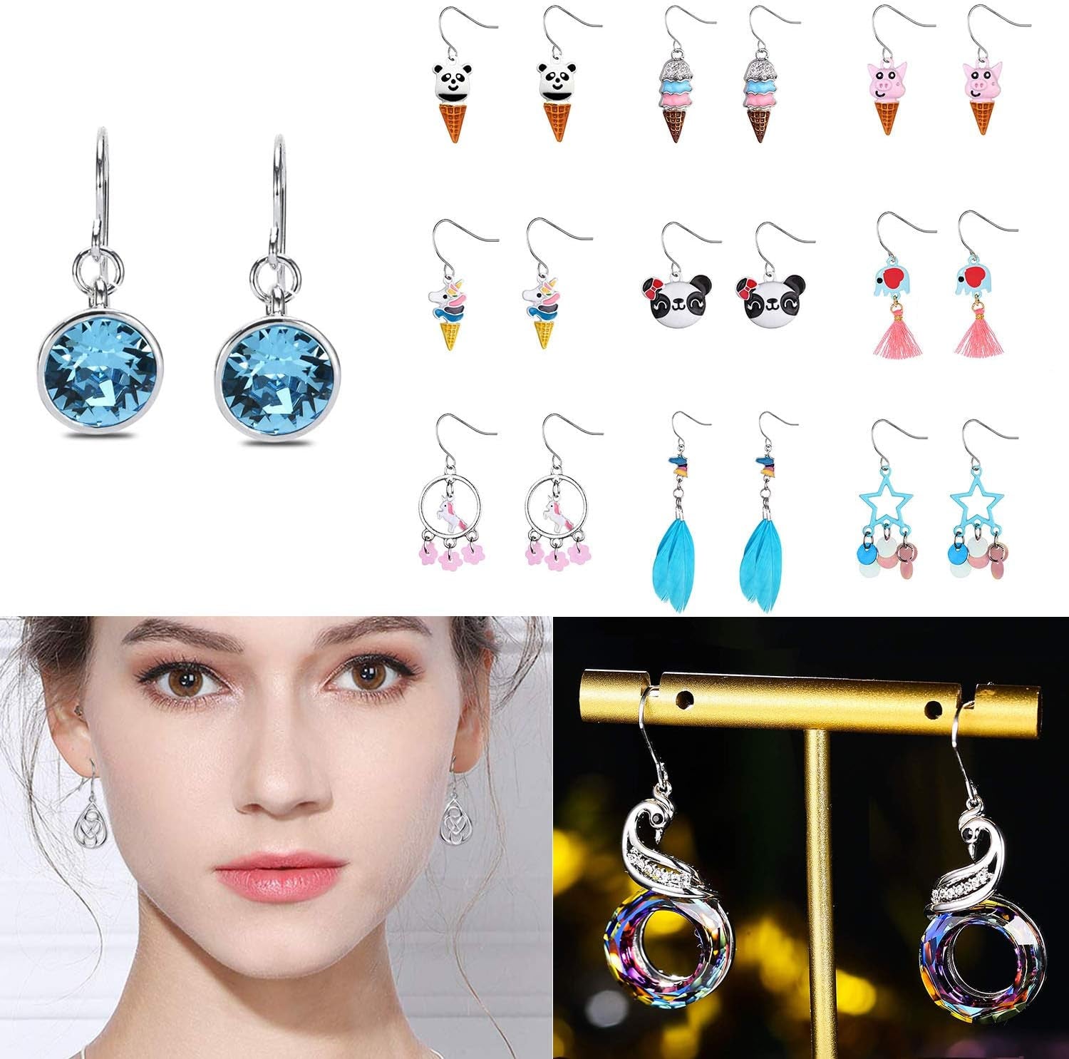 KISSPAT Silver Earring Hooks for Jewelry Making, 200 Pcs Sterling Silver Earring Hooks Ear Wires Fish Hook Hypoallergenic Earring Making Supplies Findings