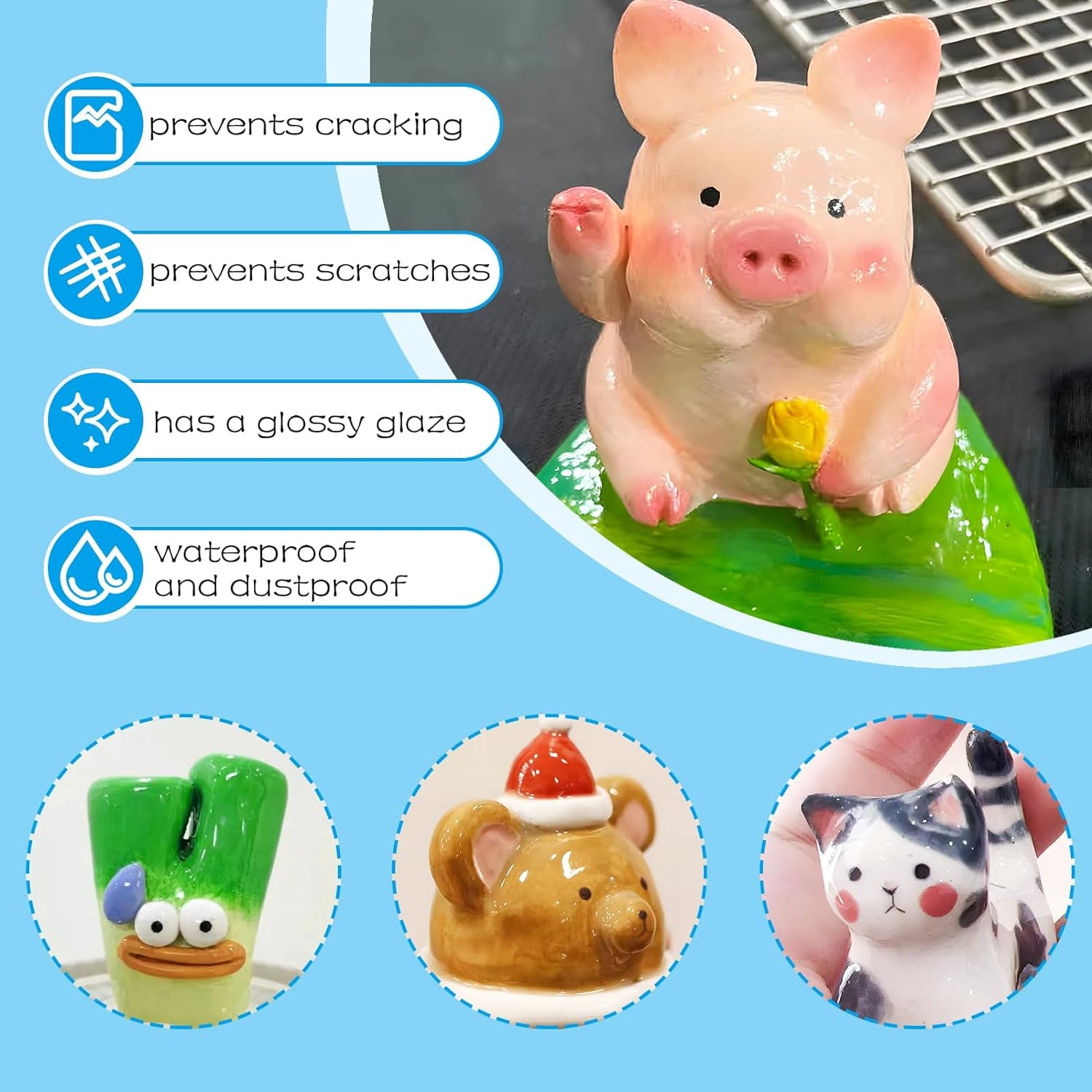 50Ml Air Dry Clay Varnish，Air Dry Clay Sealant for Airdry Clay，Air Dry Clay Glaze Can Not Only Used to Prevent Clay Cracking, Scratches, and Wear,It Can Also Having a Glossy Glaze Effect (Gloss)