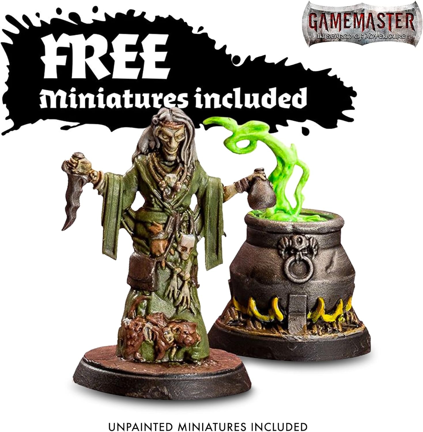 Wilderness Adventures Dnd Acrylic Paint Set with 20 Warpaints, Acrylic Paints for Models and Miniatures, Acrylic Warpaints, Quickshade Washes, Metallic Paints & 2 Plastic Miniatures
