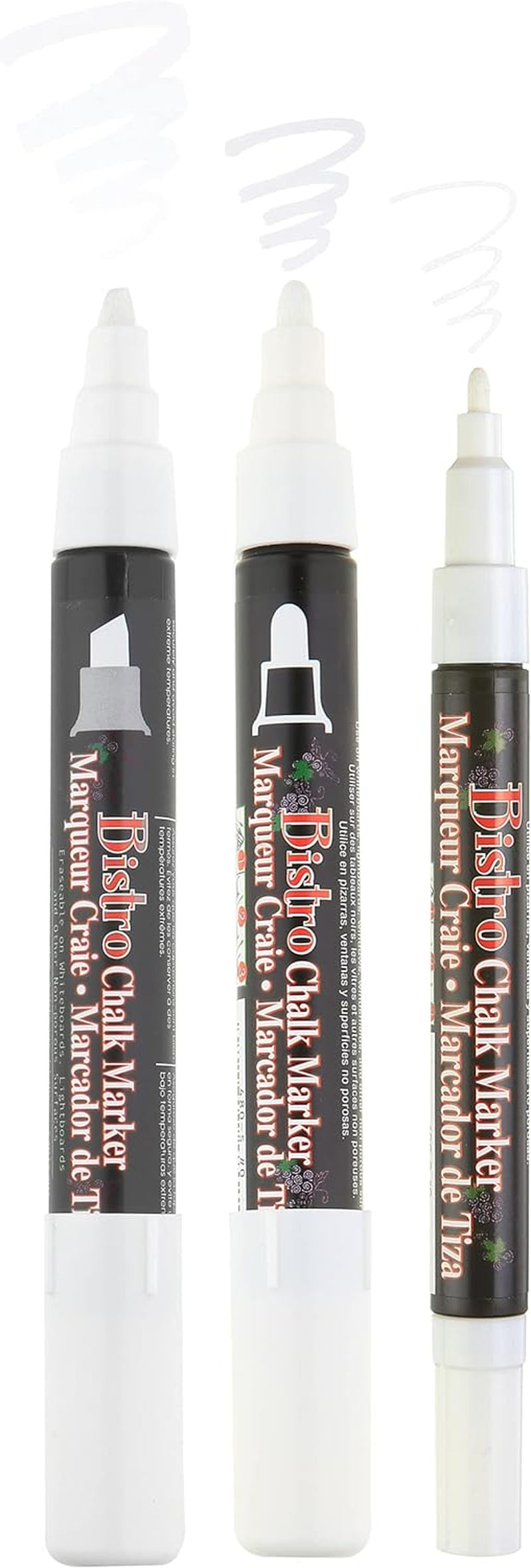 48023-3A Bistro Chalk Marker, 3 Tip Sizes, White
