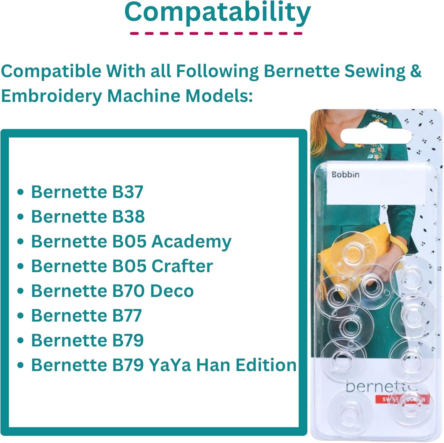 Bobbins [10 Pack] Compatable with  Sewing and Embroidery Machine Models B79, B77, B70, B37, B38, B05 Academy, B05 Crafter, and B79 Yaya Han Edition
