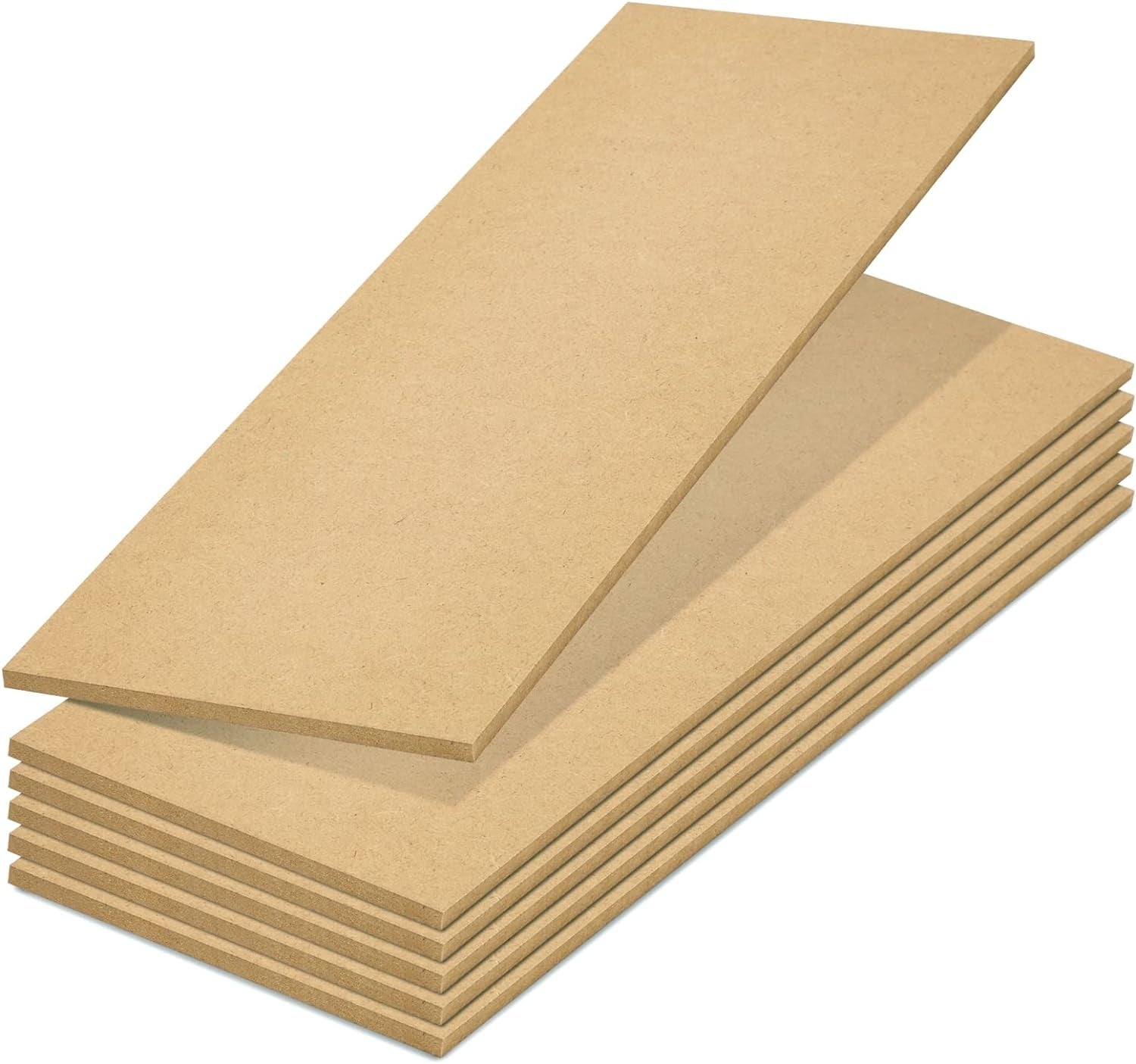 6 Pack Unfinished Wood Planks for Crafts, Wall Decorations, Rectangular MDF Board 1/4 Inch Thick for DIY Projects, Art Classes, Carpentry, Painting (5 X 15 Inches)