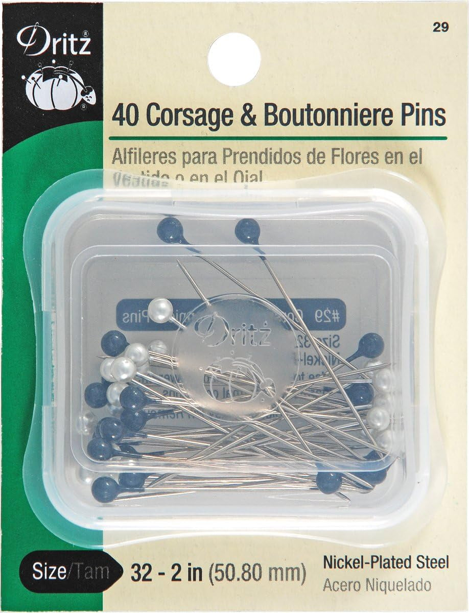 29 Corsage & Boutonniere Pins, White & Black, 2-Inch (40-Count)