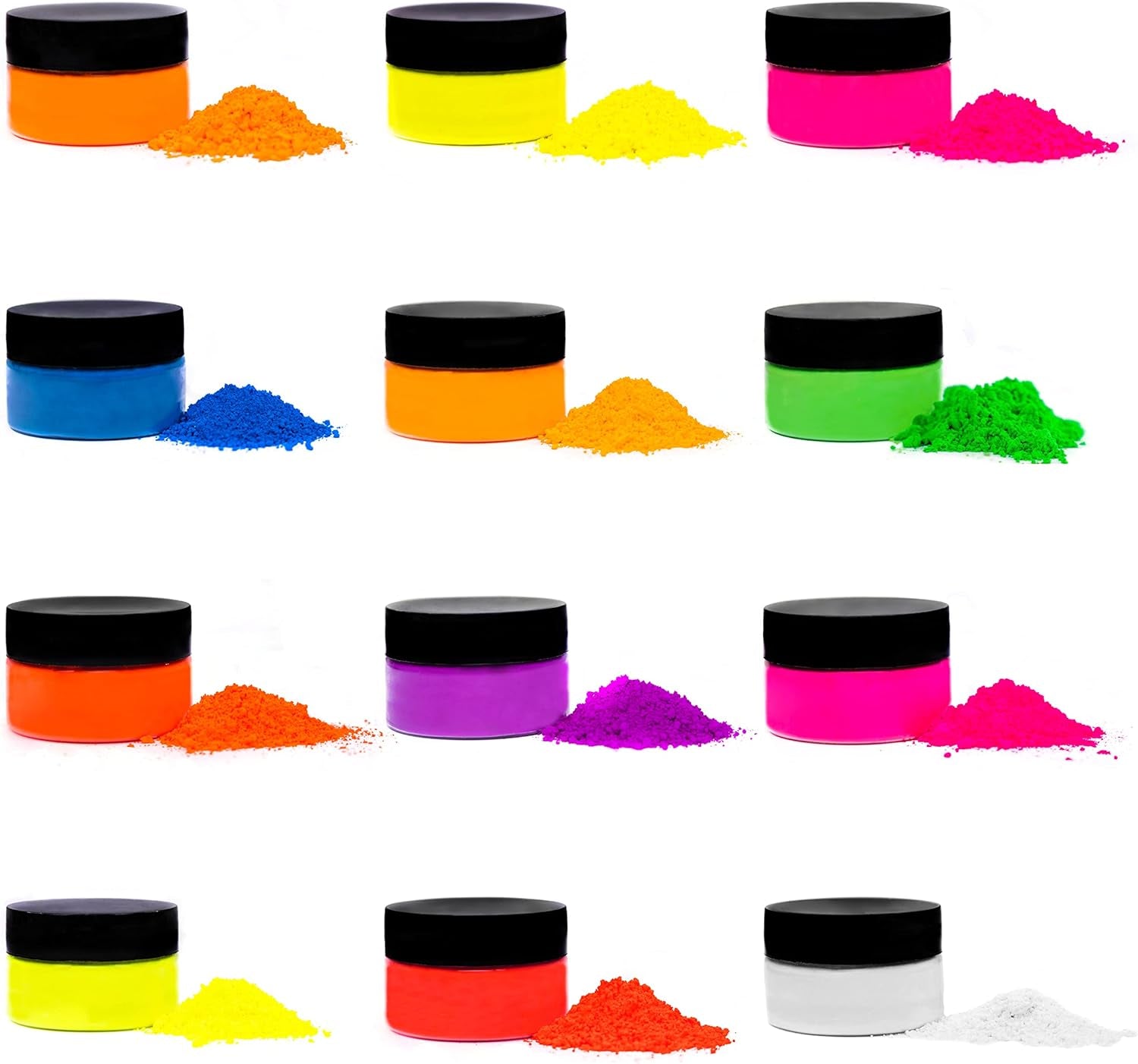 - Fluorescent Powder 12 10G Jars of Pigment for Paint, Dye, Soap Making, Nail Polish, Epoxy Resin, Candle Bath Bombs, Slime Lime,Purple,White