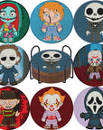8Pcs Diamond Painting Coasters with Holder,Diy Halloween Life Coaster Diamond Art Kits for Adults Kids,Beginners round Full Drill Diamond Art Craft Supplies