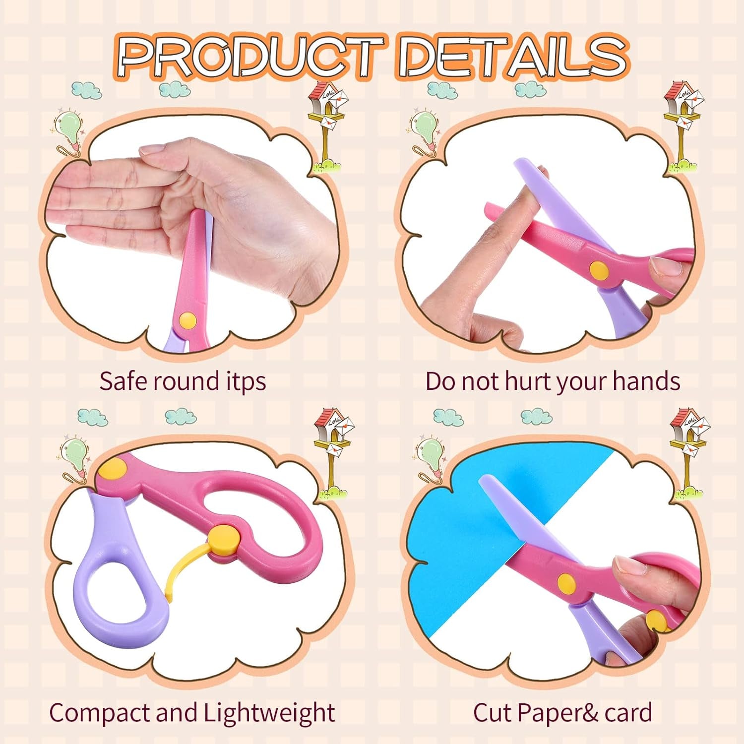 15 Pieces Preschool Training Scissors Plastic Scissors Anti-Pinch Safety Scissors for Children Art Craft Supplies(Mixed Color)