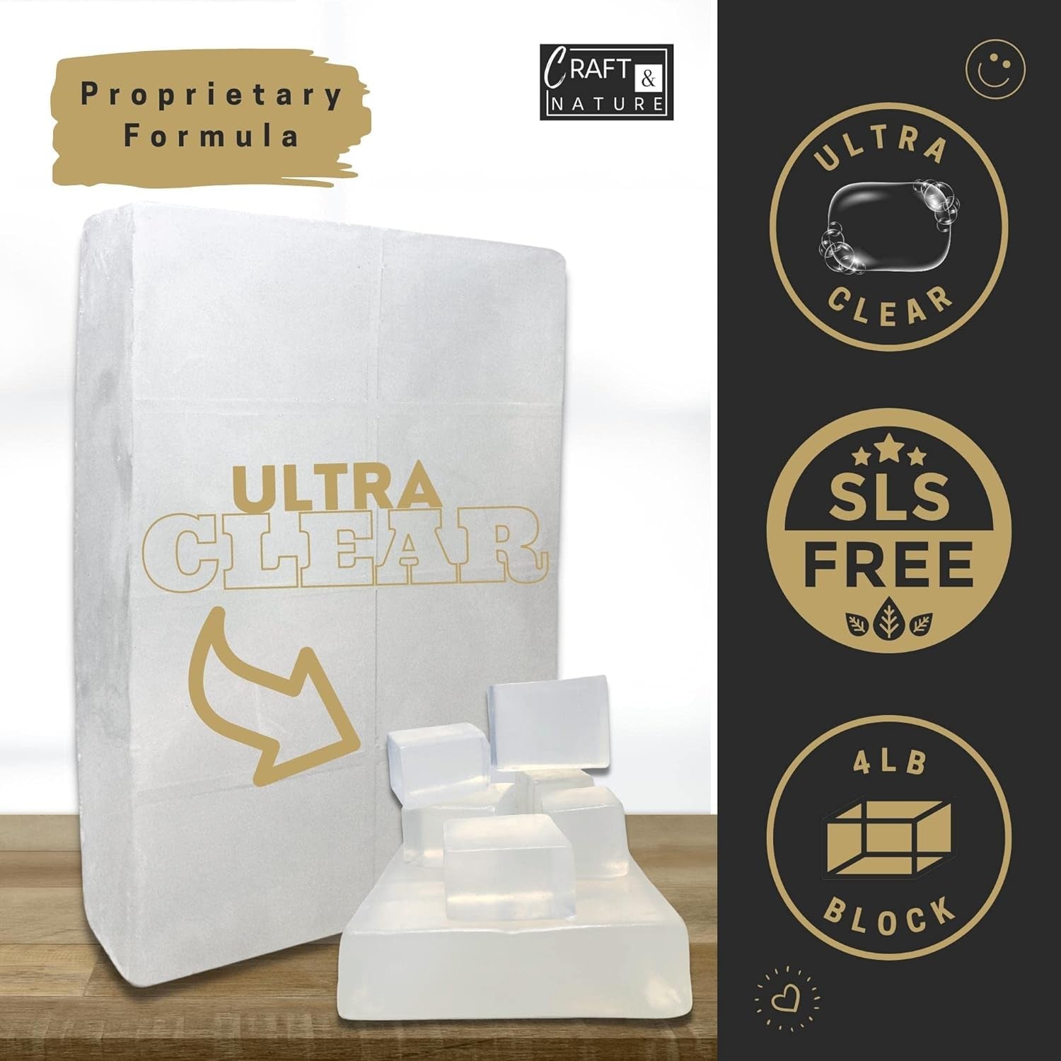 4 LB Sls-Free Sles-Free Unscented Ultra Clear Diamond Moisturizing Glycerin Melt and Pour Soap Base for Soap Making
