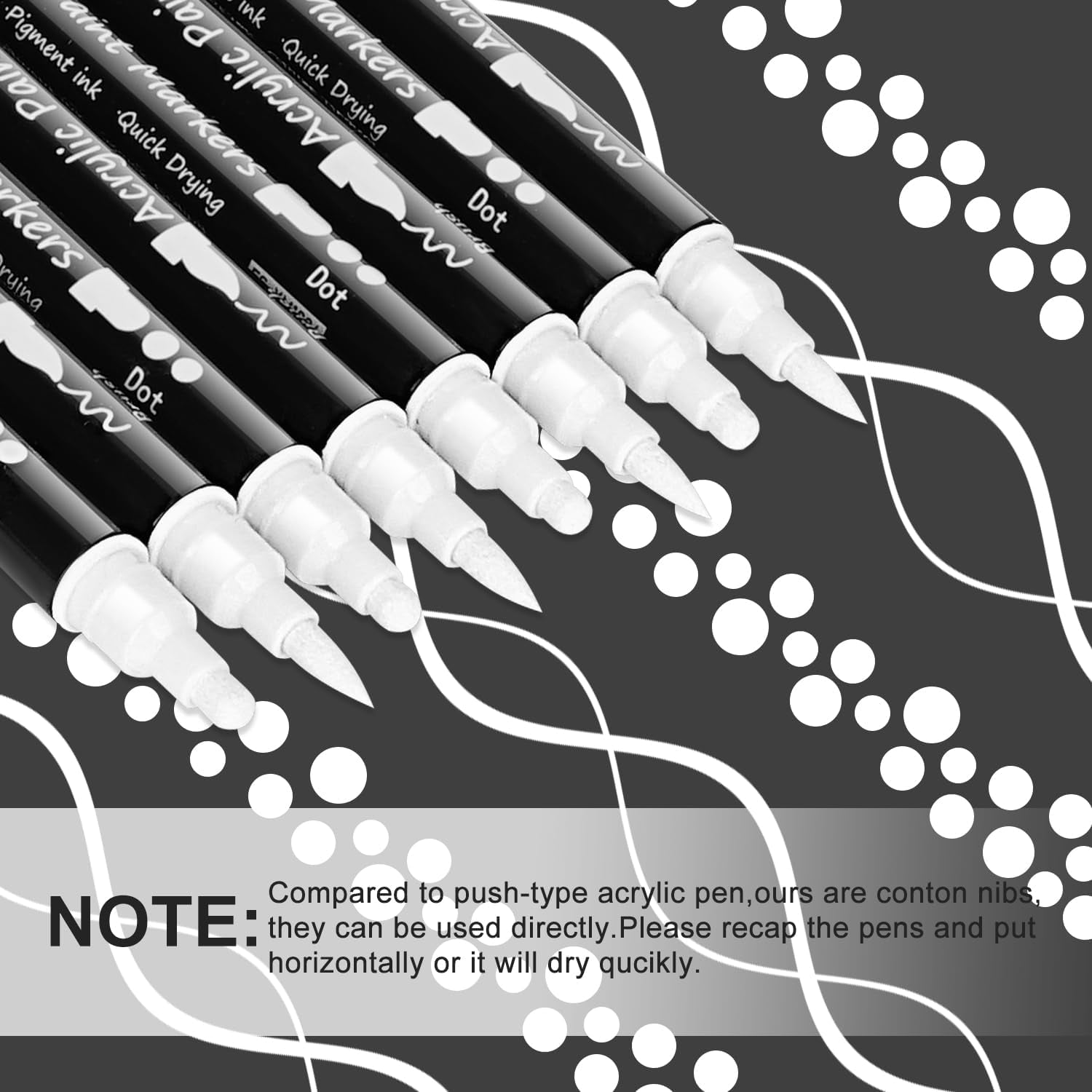 Dual Tip White Paint Pens White Acrylic Markers for Rock Painting,Ceramic,Glass,Wood,White Acrylic Paint Markers 8Pcs (White-8 Pack)