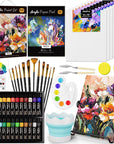 68PCS Acrylic Paint Canvas Set for Adults & Kids, Art Painting Supplies Kit with 24 Paints,Table Easel,8 Canvas Panels,12 Brushes,Paper Pad,Cleaning Cup,Sponge,Palette for Artist Beginner
