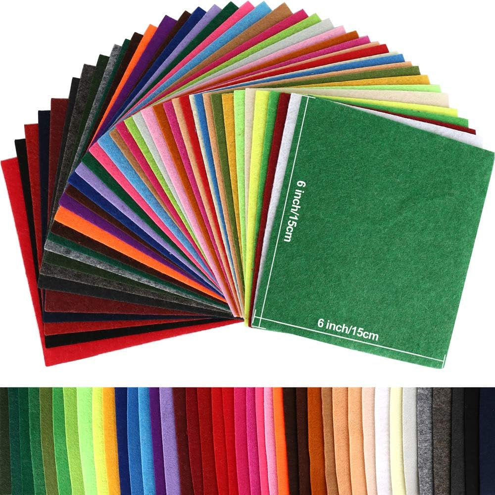 40 Pcs 6 X 6 Inches Craft Felt Fabric Sheets, Assorted Colors Non Woven Felt Sheets, Thick Felt Fabric Square for Kids, DIY Sewing Crafts, Patchwork, School Projects, Decoration.