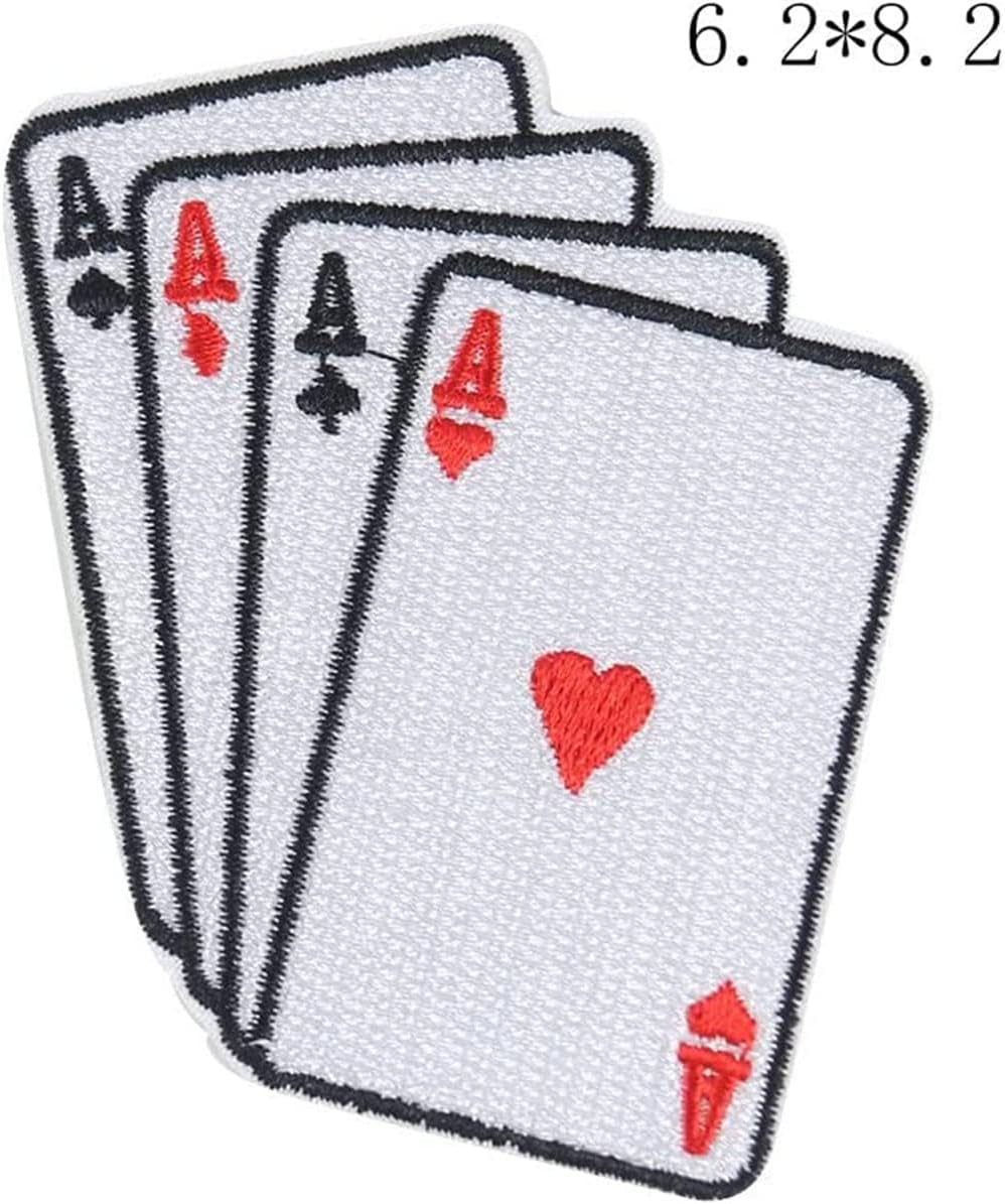 2Pcs Rock Cool Poker Fashion Clothing Patches Card Game Iron on Patches for Clothing Appliques on Backpack Shoes Decoration Embroidered Decal