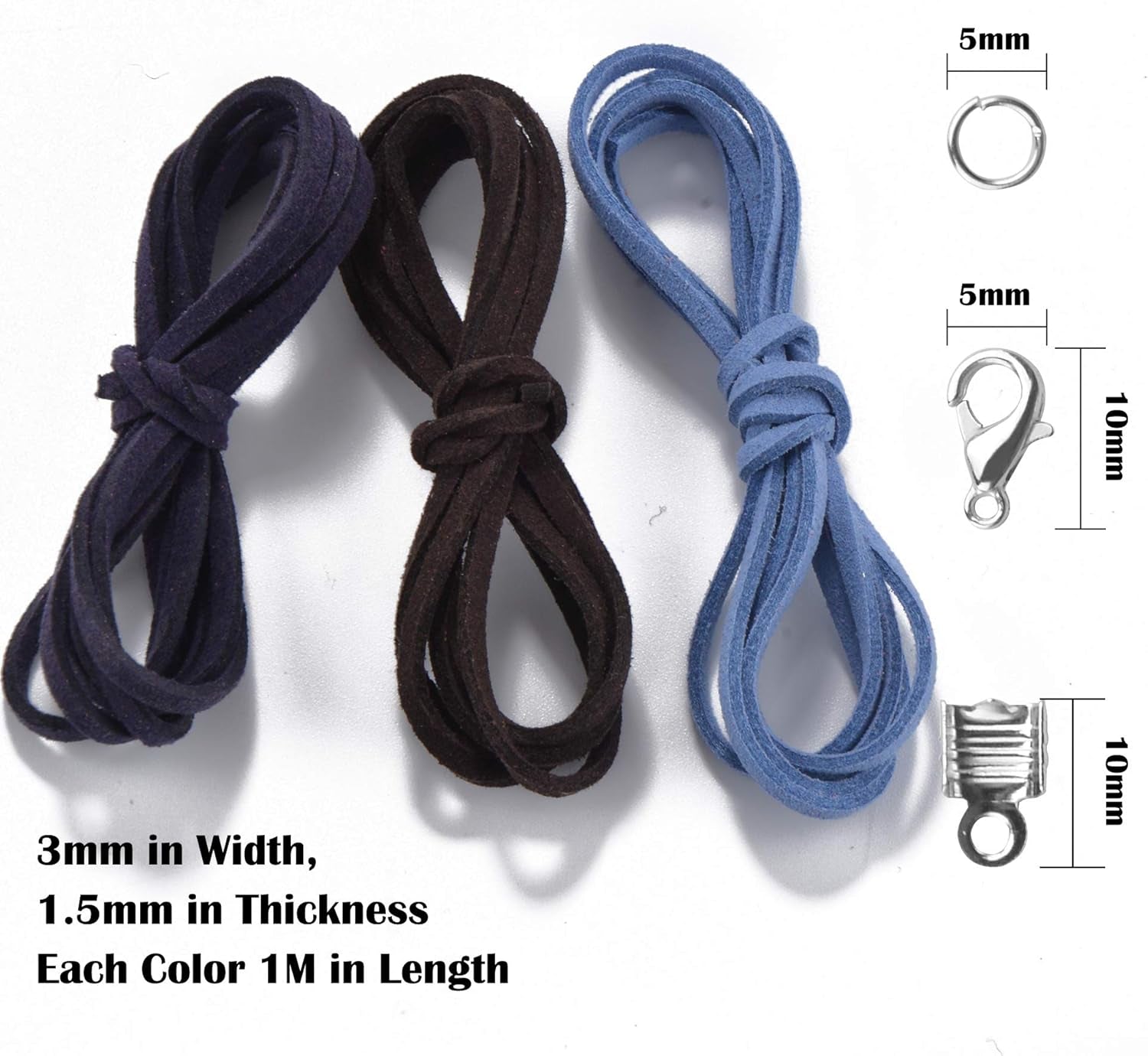 66 Yards 60 Colors Suede Cord Jewelry Making Kit with Cord Ends, Jump Rings and Lobster Clasps, Faux Leather Cord String Thread for Bracelet/Necklace/Dream Catcher/Beading and DIY Crafts
