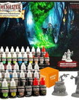 Wilderness Adventures Dnd Acrylic Paint Set with 20 Warpaints, Acrylic Paints for Models and Miniatures, Acrylic Warpaints, Quickshade Washes, Metallic Paints & 2 Plastic Miniatures