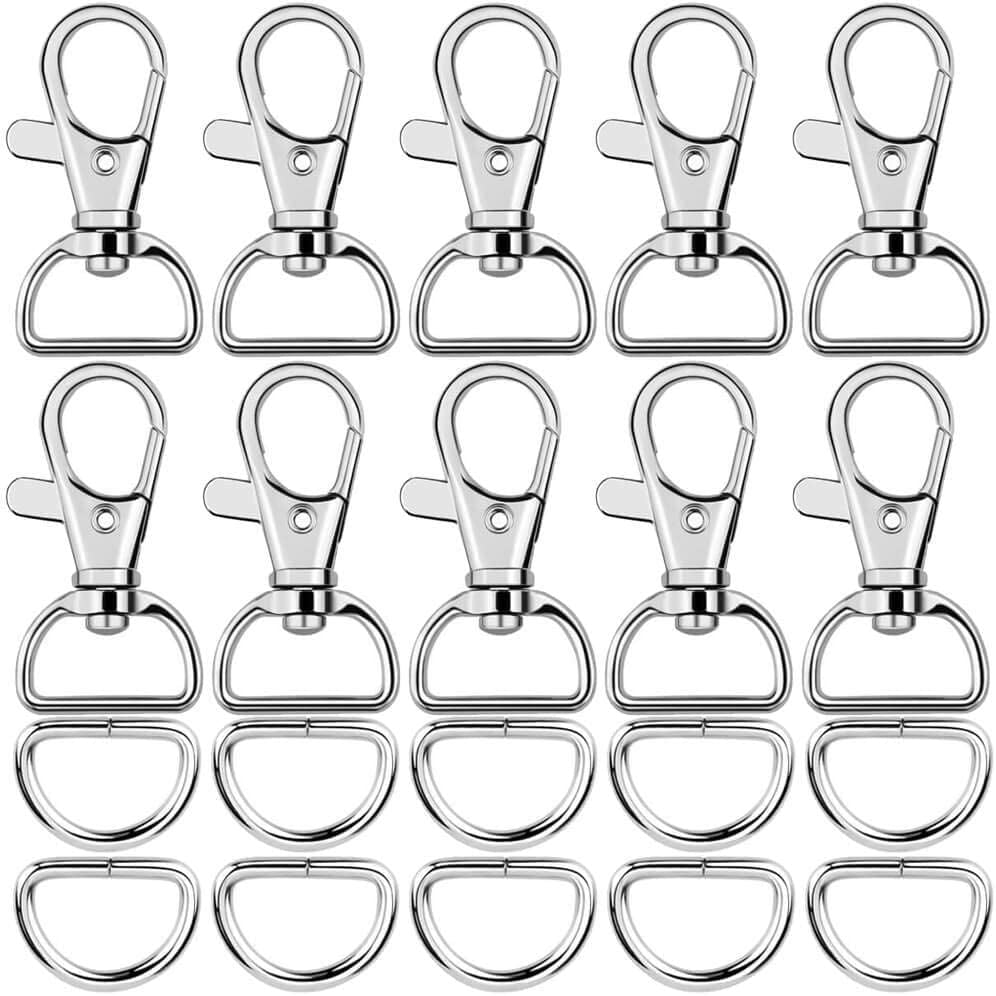 60Pcs Swivel Snap Hooks and D Rings for Lanyard and Sewing Projects (1” inside Width)