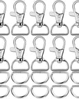 60Pcs Swivel Snap Hooks and D Rings for Lanyard and Sewing Projects (1” inside Width)