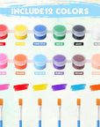 560 Pcs Mini Acrylic Paint Set for Kids 40 Set 12 Colors Washable Paint Strips Bulk 40 Flat Painting Brushes 40 Pointed Brushes Christmas Party Gift for Adult Classroom Birthday Party(2Ml)