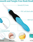 Light up Crochet Hooks - Crochet Kit for Beginners, Ergonomic Soft Grip, Rechargeable Light, 11 Interchangeable Heads - Ideal Crochet Set for Crocheting Yarn, Arthritic Hands, Crafting Delight