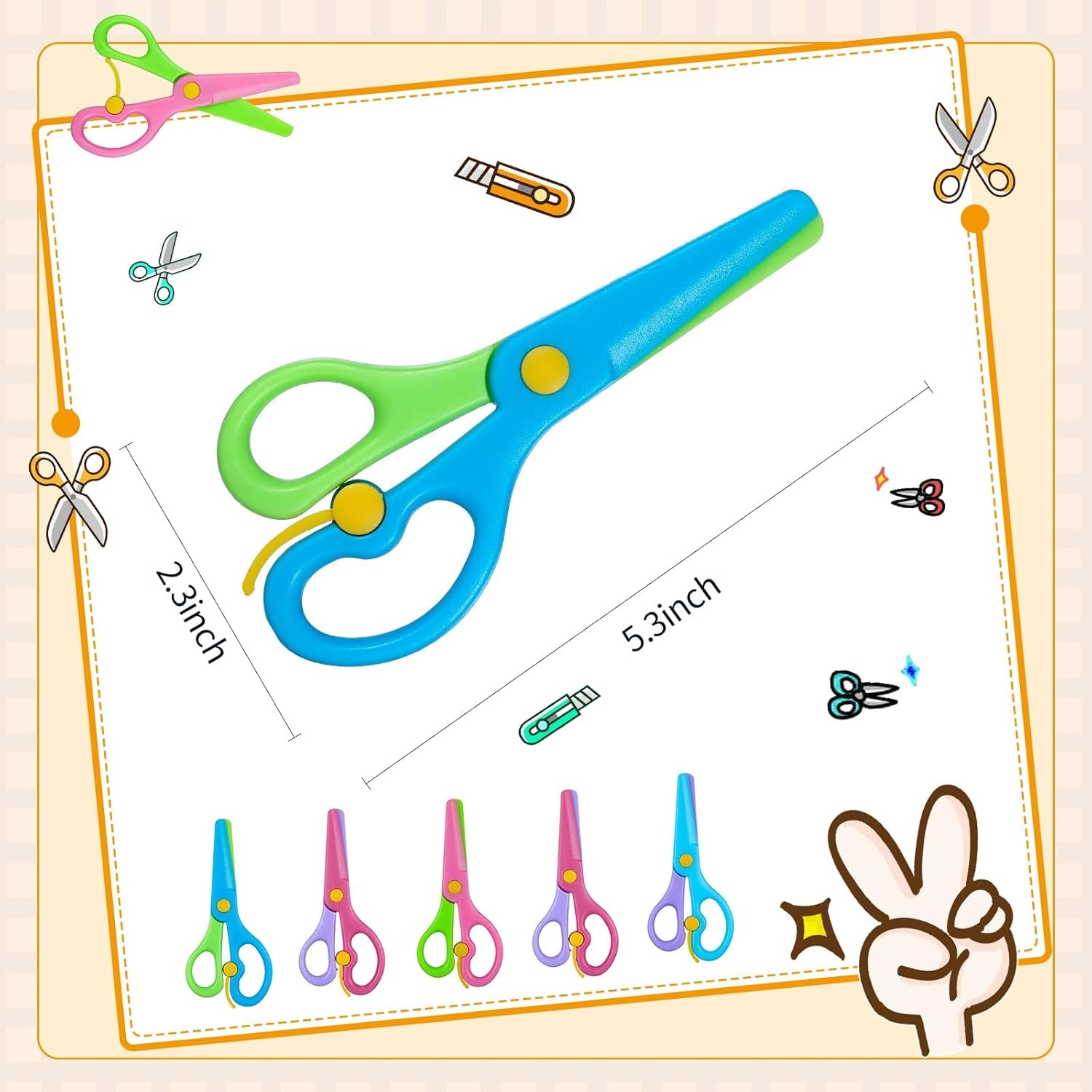 15 Pieces Preschool Training Scissors Plastic Scissors Anti-Pinch Safety Scissors for Children Art Craft Supplies(Mixed Color)