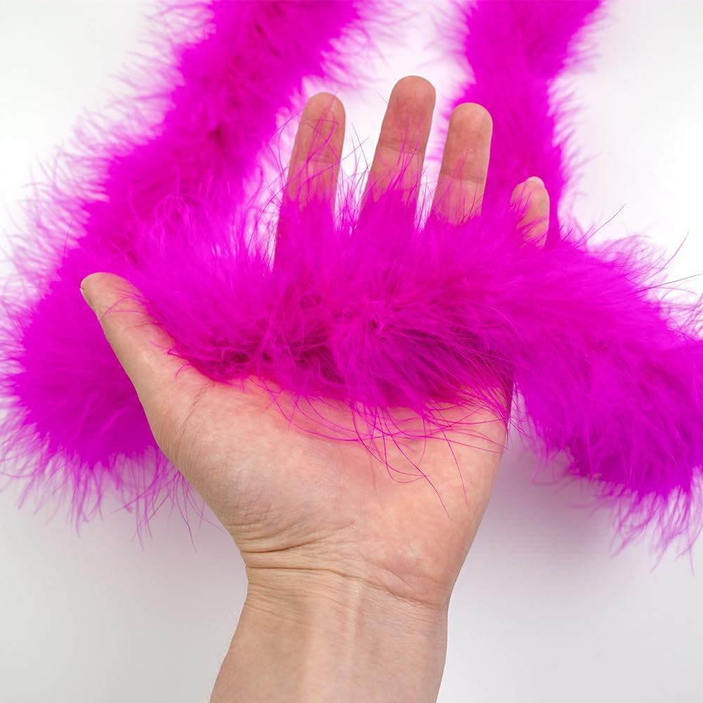 Wanruida 2 Yards 20G Rose Fluffy Marabou Feather Boa for DIY Craft Sewing Trim Home Wedding Party Christmas Decoration