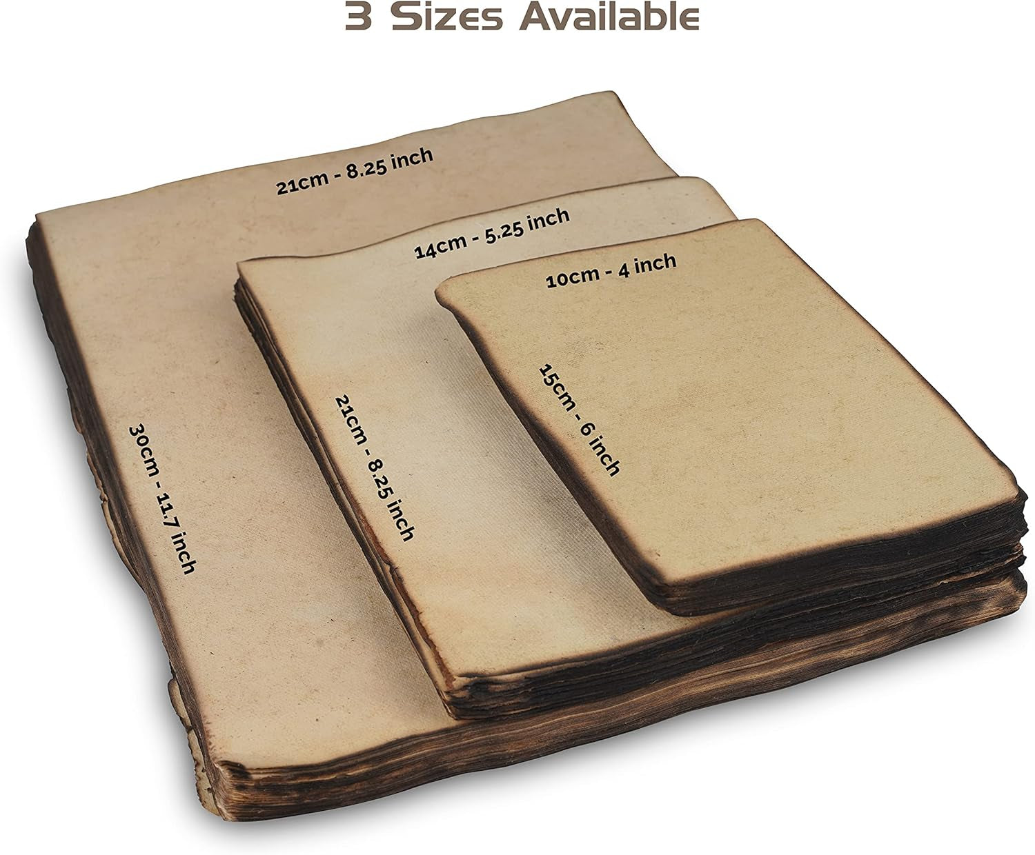 Handmade Antique Blank Paper with Slightly Burned Paper Edge - 8.3 X 5.8 - A5 Package of 50 for Writers, Invitations, Crafts - Thick 150 GSM Recycled Paper