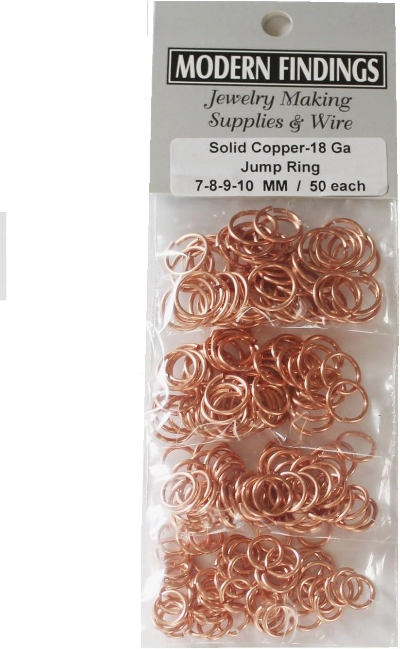 Copper round Open Jump Ring 18 Ga Wire Assorted Sizes / Saw Cut Made in USA (O/D 7-8-9-10 MM 50 Each Size)
