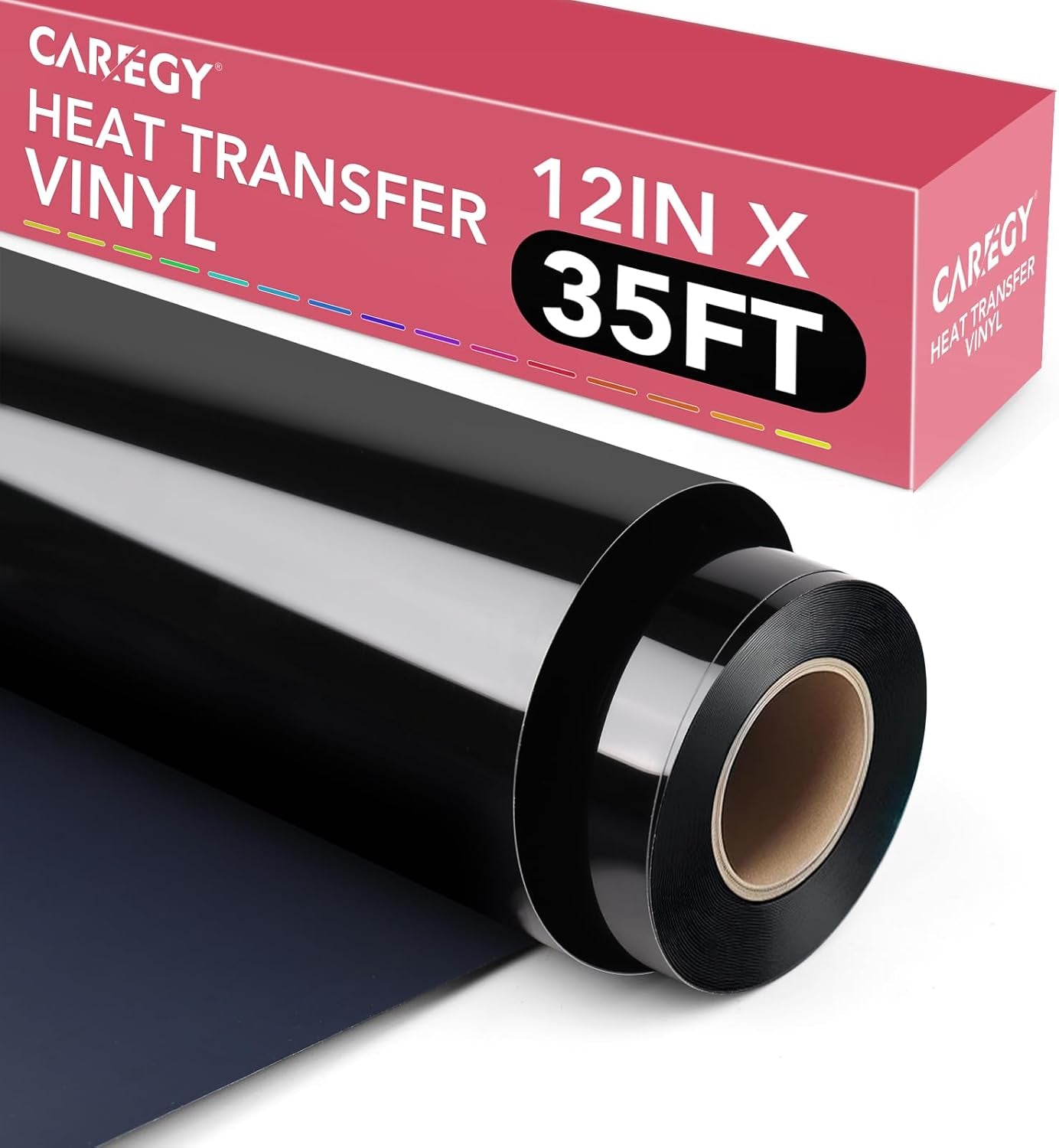 Heat Transfer Vinyl HTV for T-Shirts 12 Inches by 15 Feet Roll (Rose Red)