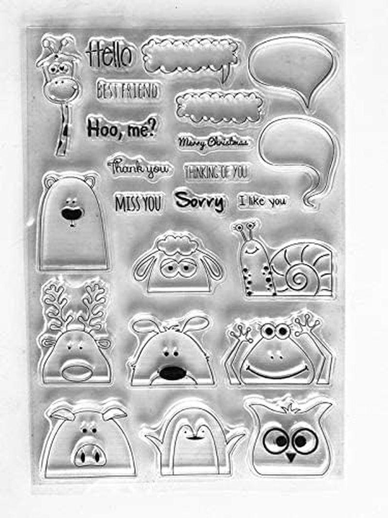 1Pc Hello Best Friend Giraffe Snail Cartoon Clear Stamps for Card Making Decoration and DIY Scrapbooking
