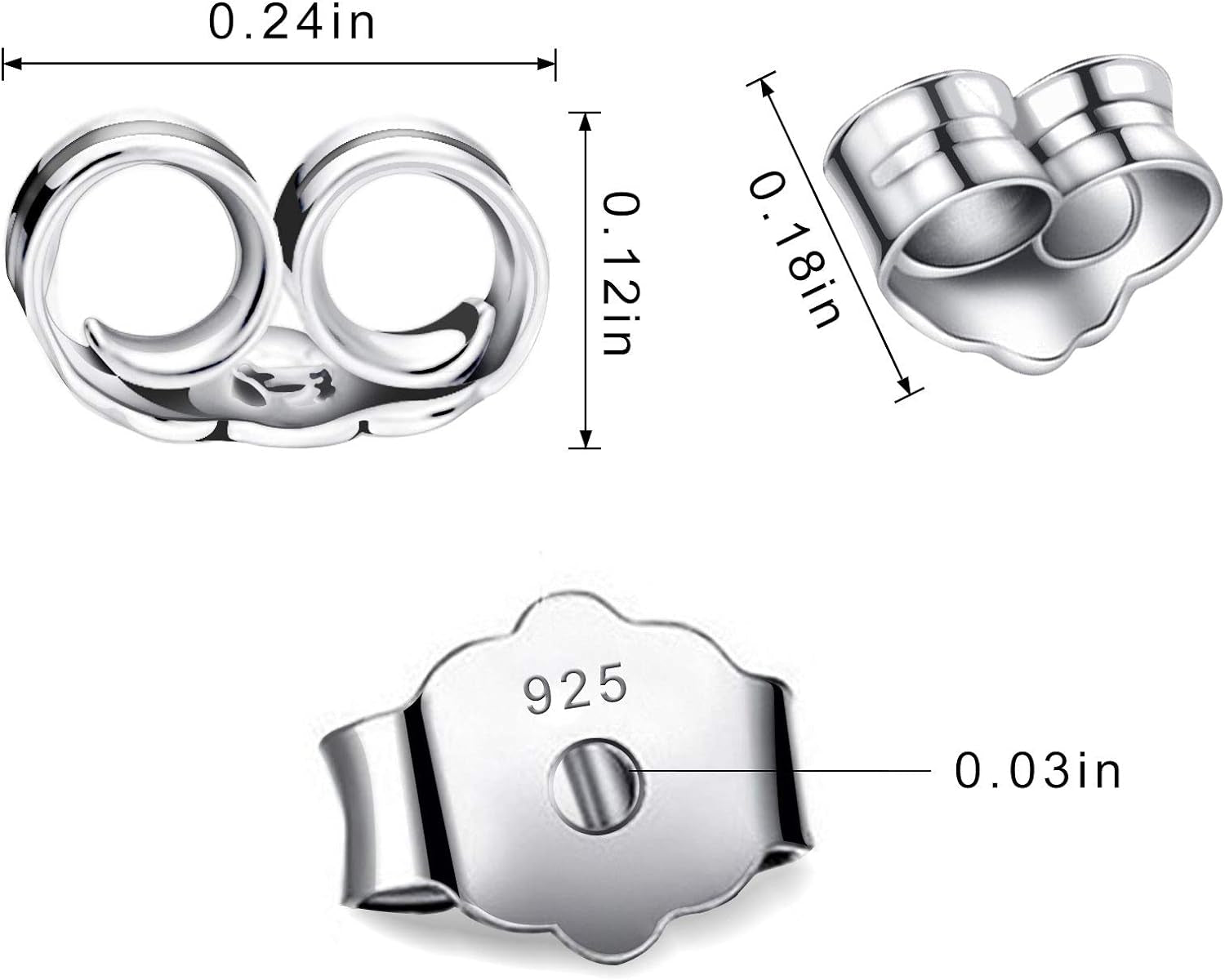 30Pcs/15 Pairs Earring Backs Replacement,Plated Silver Earring Backs for Stud,Hypoallergenic Earring Backs Replacement Secure Ear Lockings for Stud Earrings Ear Nut for Posts6X4.5Mm