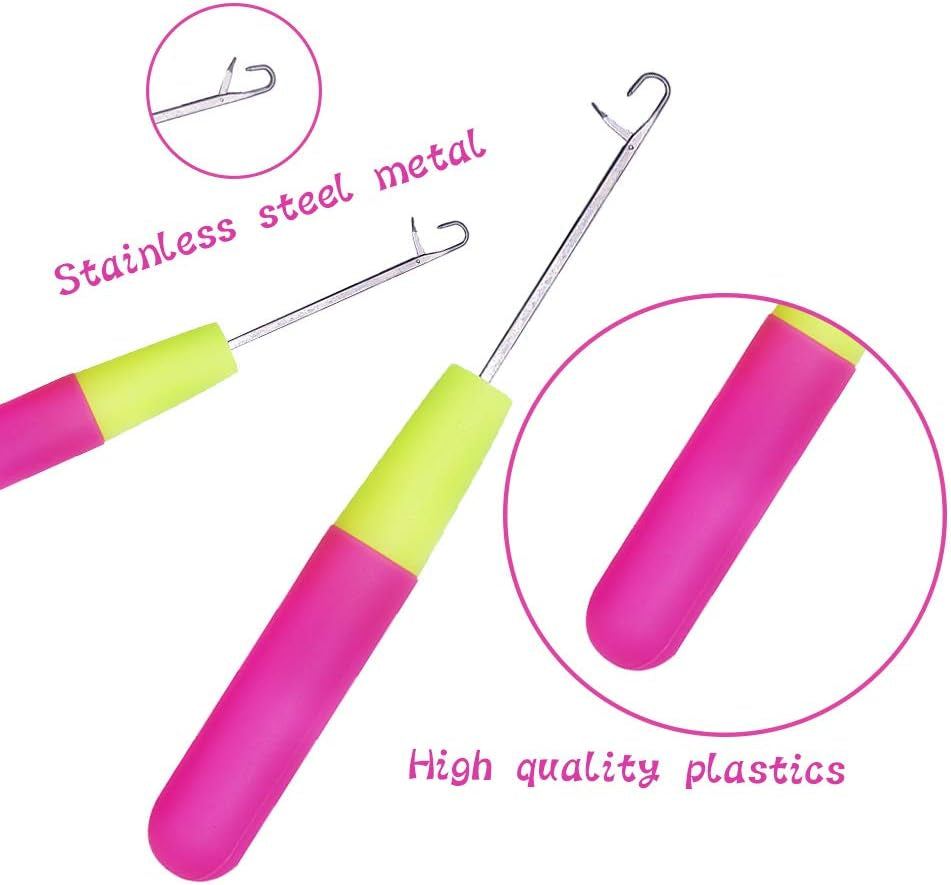 5 Pieces Different Size Latch Hook Set, Latch Hook Crochet Needle, Crochet Hook with Latch, Dreadlocks Crochet Hook Set, Latch Hook Crochet Needle, Bent Latch Hook for Carpet Making
