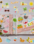 100 Pcs Summer Themed Paper Die Cuts Cardstock Scrapbook Die Cuts Scrapbooking Summer Cut Outs Scrapbook Embellishments for Summer Bulletin Board Decorations DIY Craft Making Supplies