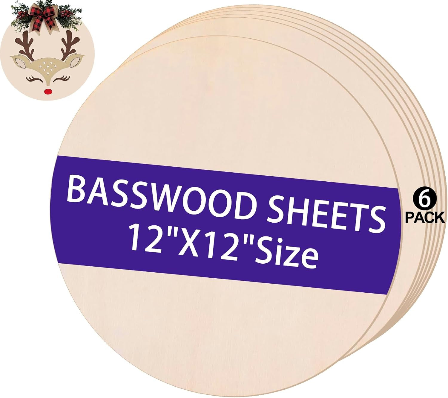 12 Pack 12" Wood Circles for Crafts, round Wooden Discs for Crafts, 3Mm Unfinished Blank Wood Signs for DIY Crafts, Door Hanger, Sign, Wood Burning, Painting, Christmas Halloween Decor
