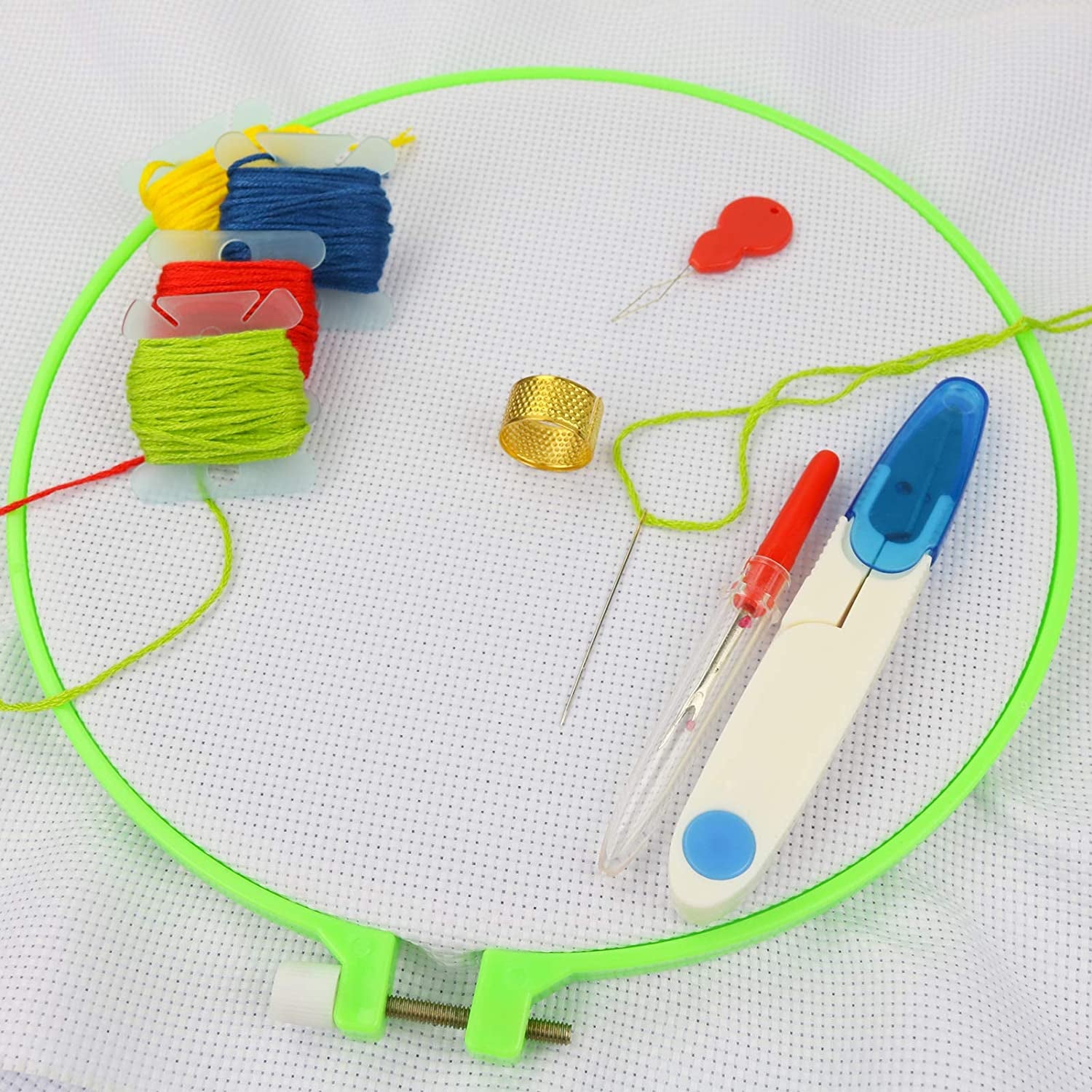 6 Pieces Embroidery Hoops, Plastic Circle Cross Stitch Hoop Ring 3.4 Inch to 10.2 Inch (Multicolor) for Embroidery and Cross Stitch