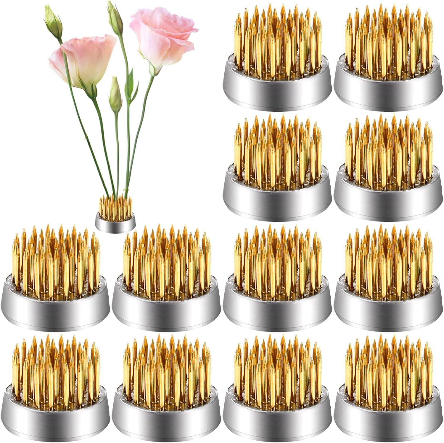 12 Pack Flower Frog Holder, Kenzans round Flower Arranger Mini Frog Floral Frog Pins, 0.9 Inch Flower Pin Holder Fixed Tools for Small Vase Ikebana Decoration Supplies