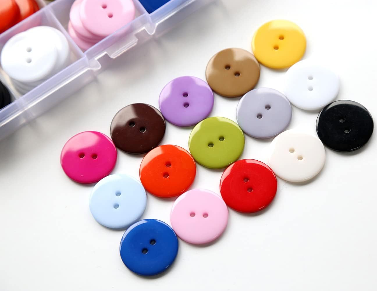 1 Inch (25Mm) 15 Colors Assorted Buttons 2 Holes Resin Button for Sewing and Craft Pack of 105Pcs (Each Color 7 PCS)
