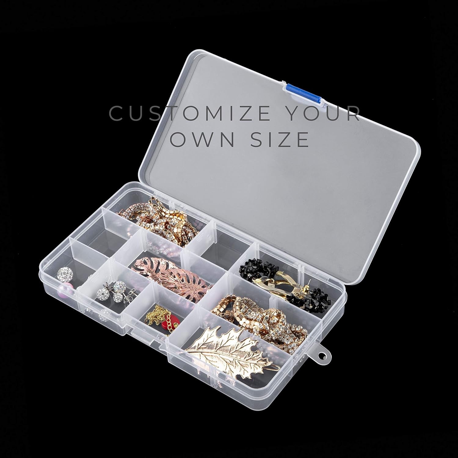 Transparent Plastic Grid Box Storage Organizer for Display Collection with Adjustable Dividers - 15 Clear Grids - 6.9"X4"X0.9"