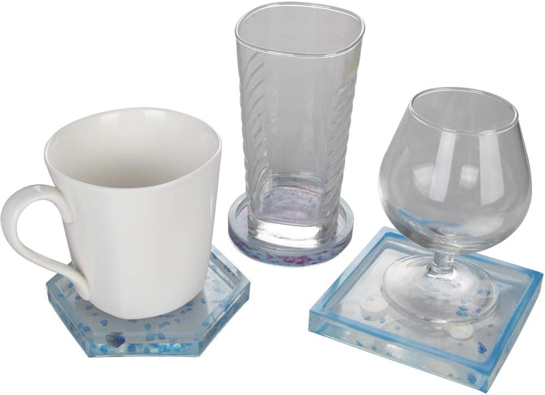3 Pack DIY Coaster Silicone Mold, Include Round, Square, Hexagon, Molds for Casting with Resin, Cement
